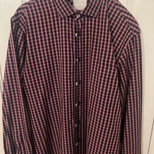 Billy Reid Red and Black Casual Button Down Shirt